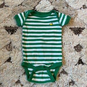 The Masters - green striped baby onesie - 6 months